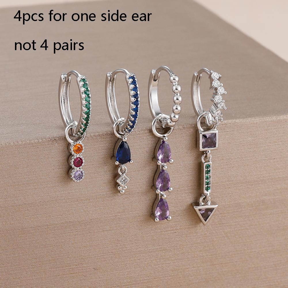 4PCS Stainless Steel Water Drop Colorful Zircon Crystal Pendant Hoop Earrings For Women French Design Wedding Jewelry Gifts
4PCS Stainless Steel Water Drop Colorful Zircon Crystal Pendant Hoop Earrings For Women French Design Wedding Jewelry Gifts