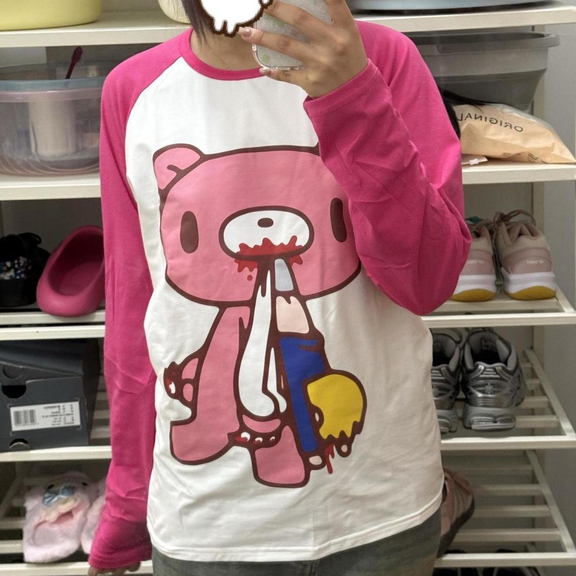 Y2K Harajuku Style Pink Bear Raglan Long Sleeve Top Medium
Y2K Harajuku Style Pink Bear Raglan Long Sleeve Top Medium