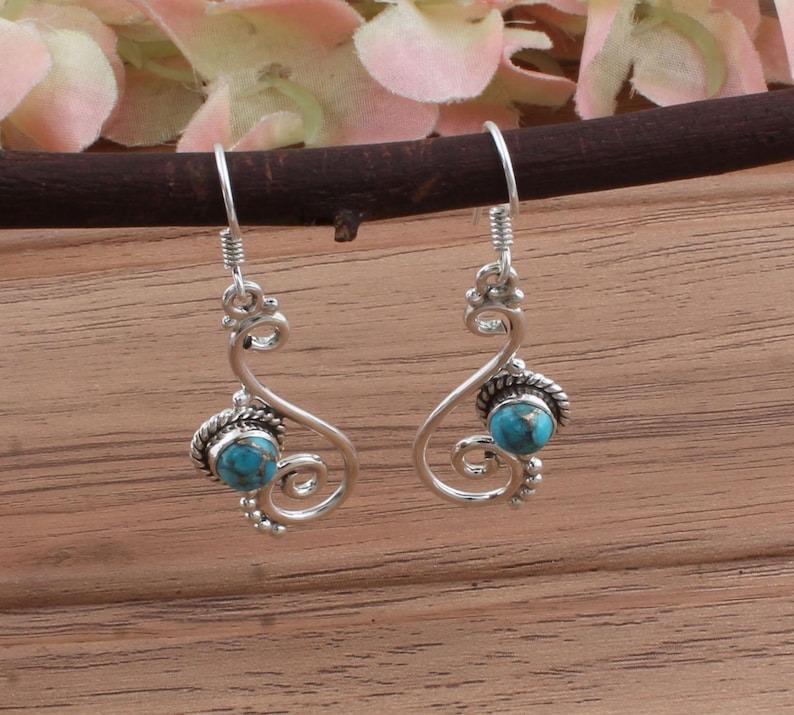 Solid 925 Sterling Silver Turquoise Round Gemstone Earrings Handmade Designer Dangle Drop Earrings Gift For Her
Solid 925 Sterling Silver Turquoise Round Gemstone Earrings Handmade Designer Dangle Drop Earrings Gift For Her