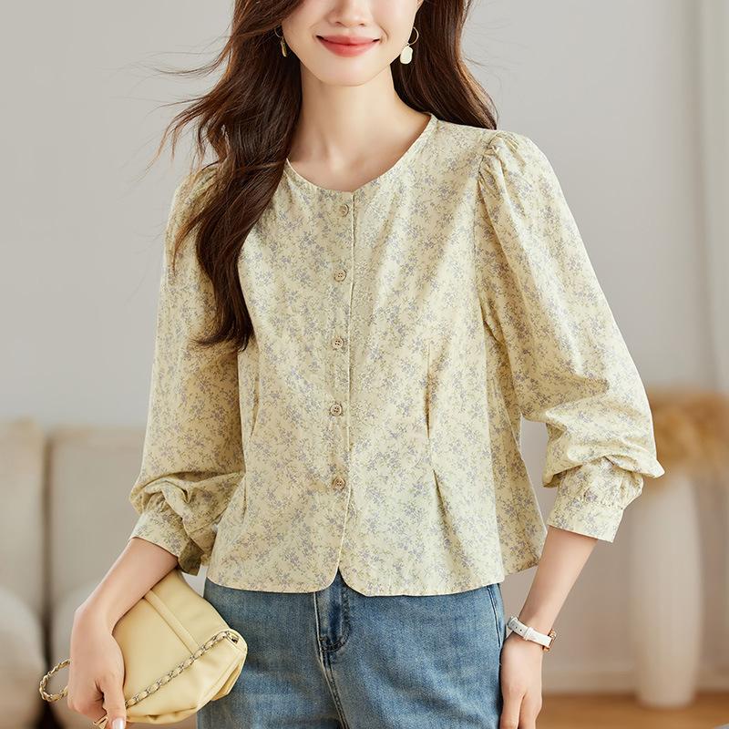 Round Neck Floral Shirt for Women Long Sleeve Spring Clothes Pastoral Style Top Small Sweet Cotton Shirt M
Round Neck Floral Shirt for Women Long Sleeve Spring Clothes Pastoral Style Top Small Sweet Cotton Shirt M
