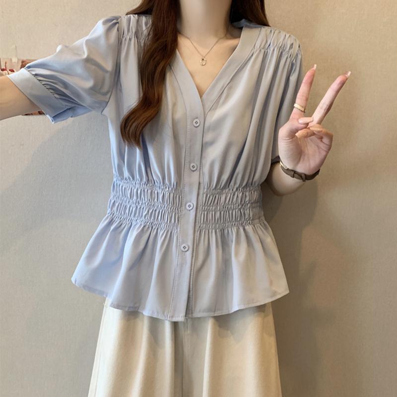 Блузки больших размеров женские шикарные летние с коротким рукавом простые однотонные модные с V-образным вырезом эластичной талией элегантные офисные леди повседневные топы XXXXL синий
Блузки больших размеров женские шикарные летние с коротким рукавом простые однотонные модные с V-образным вырезом эластичной талией элегантные офисные леди повседневные топы XXXXL синий