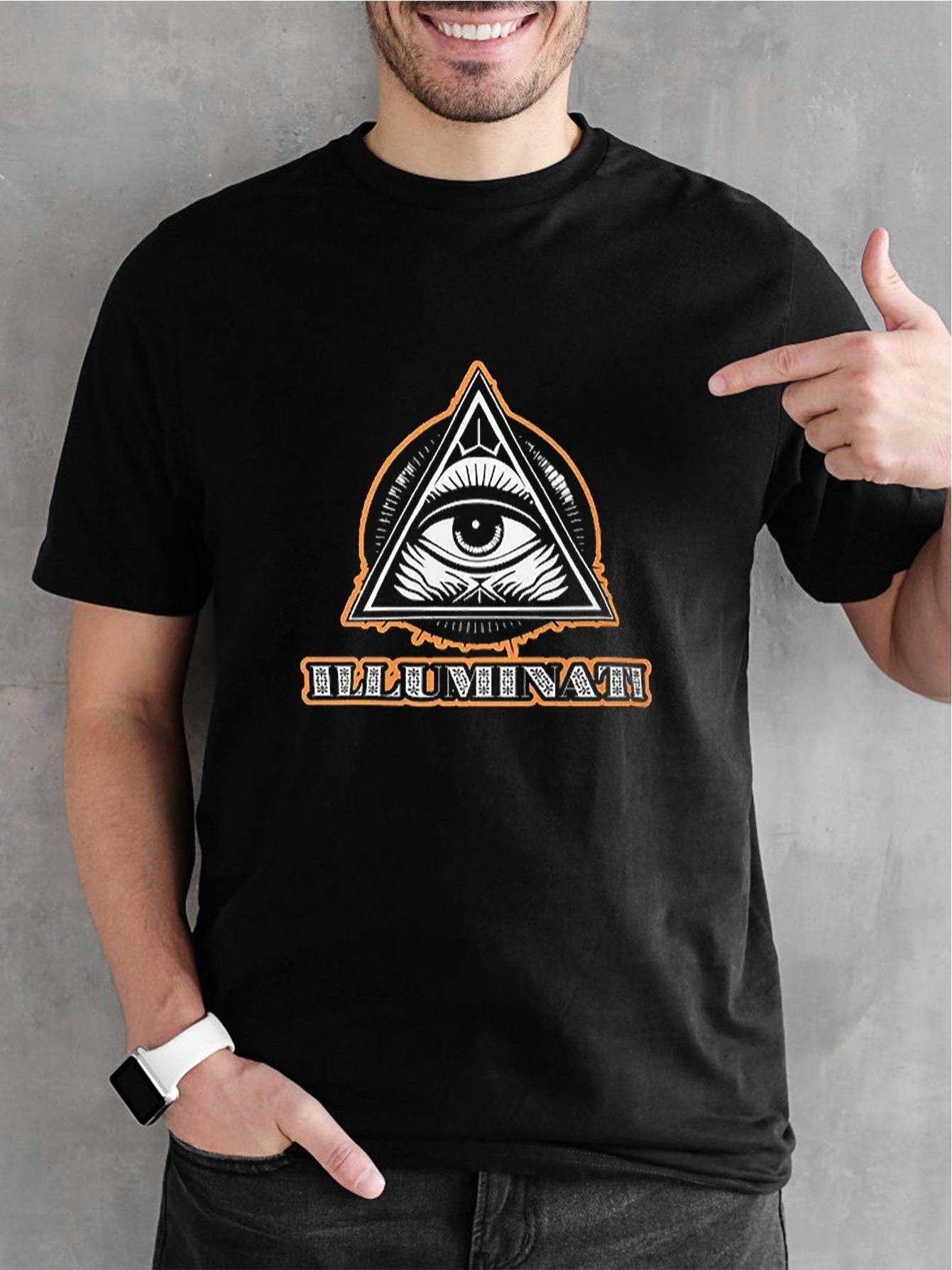 Black T-shirt with Eye & Pyramid Graphic - Breathable Round Neck Short Sleeve Tee L
Black T-shirt with Eye & Pyramid Graphic - Breathable Round Neck Short Sleeve Tee L