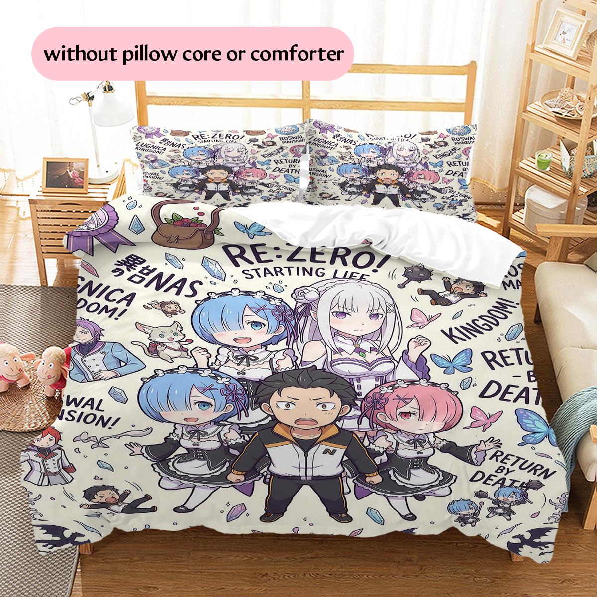 Cute ReZero Starting Life in Another World Pattern Bedding Quilt Set Home Decoration Gift (1 * duvet cover + 2 * pillowcase without core) 135x200cm
Cute ReZero Starting Life in Another World Pattern Bedding Quilt Set Home Decoration Gift (1 * duvet cover + 2 * pillowcase without core) 135x200cm