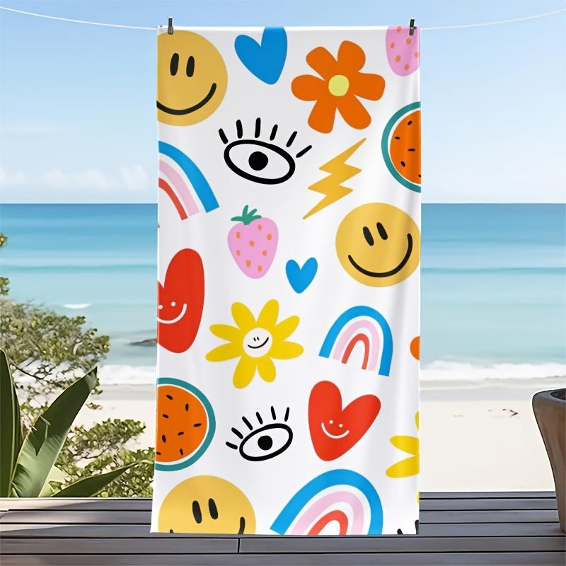 Rainbow Flower Joyful Face Heart Lightning Strawberry Watermelon Beach Towel, Quick Dry Absorbent for Summer Travel Camping W30*H60(CM)
Rainbow Flower Joyful Face Heart Lightning Strawberry Watermelon Beach Towel, Quick Dry Absorbent for Summer Travel Camping W30*H60(CM)