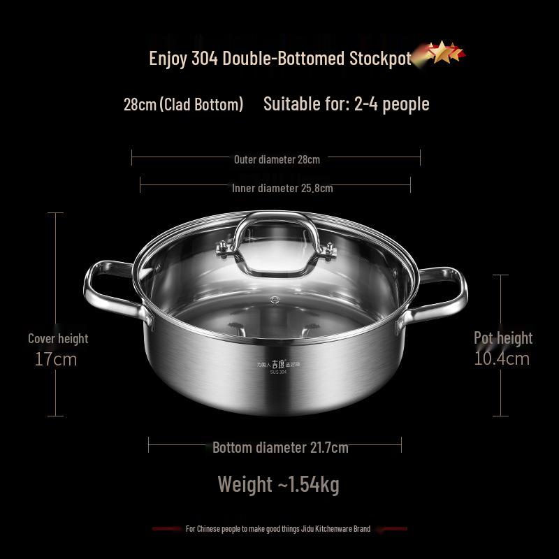 Jidu Double-Sided 304 Stainless Steel Hot Pot for Induction Cookers, Large Capacity Shabu-Shabu Pot for Home Use.
Jidu Double-Sided 304 Stainless Steel Hot Pot for Induction Cookers, Large Capacity Shabu-Shabu Pot for Home Use.