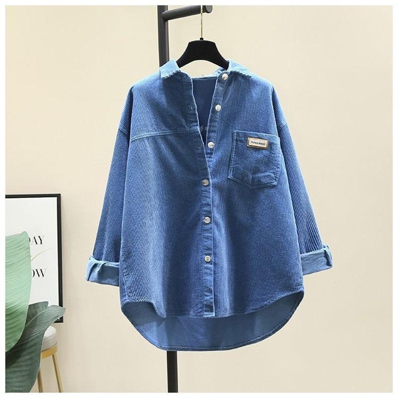 Oversized Corduroy Shirt For Women Fall New Blue Long Sleeve Button Down Blouse Casual Loose Mid-length Outerwear M синий
Oversized Corduroy Shirt For Women Fall New Blue Long Sleeve Button Down Blouse Casual Loose Mid-length Outerwear M синий