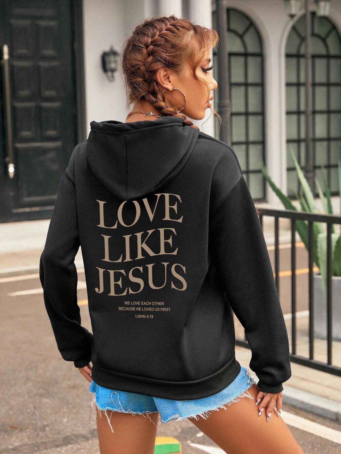 Love Like Jesus Simple Letter Printed Hoodie Women Warm Fleece Hoody Fashion Casual Hooded Autumn Loose Round Neck Woman Clothes 2XL
Love Like Jesus Simple Letter Printed Hoodie Women Warm Fleece Hoody Fashion Casual Hooded Autumn Loose Round Neck Woman Clothes 2XL