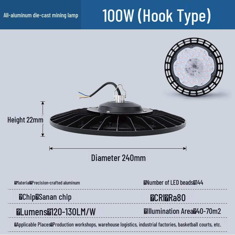 Cross-border LED UFO Industrial & Mining Lamp: Waterproof & Dustproof Ceiling Light for Workshops & Warehouses 30cm Standard Line 6500K White Light
Cross-border LED UFO Industrial & Mining Lamp: Waterproof & Dustproof Ceiling Light for Workshops & Warehouses 30cm Standard Line 6500K White Light