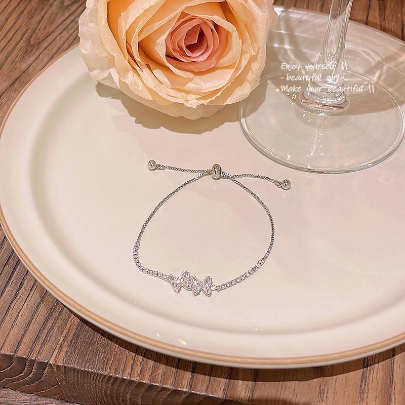 Изысканный высококачественный браслет-бантик из циркония для женщин S396 серебряный