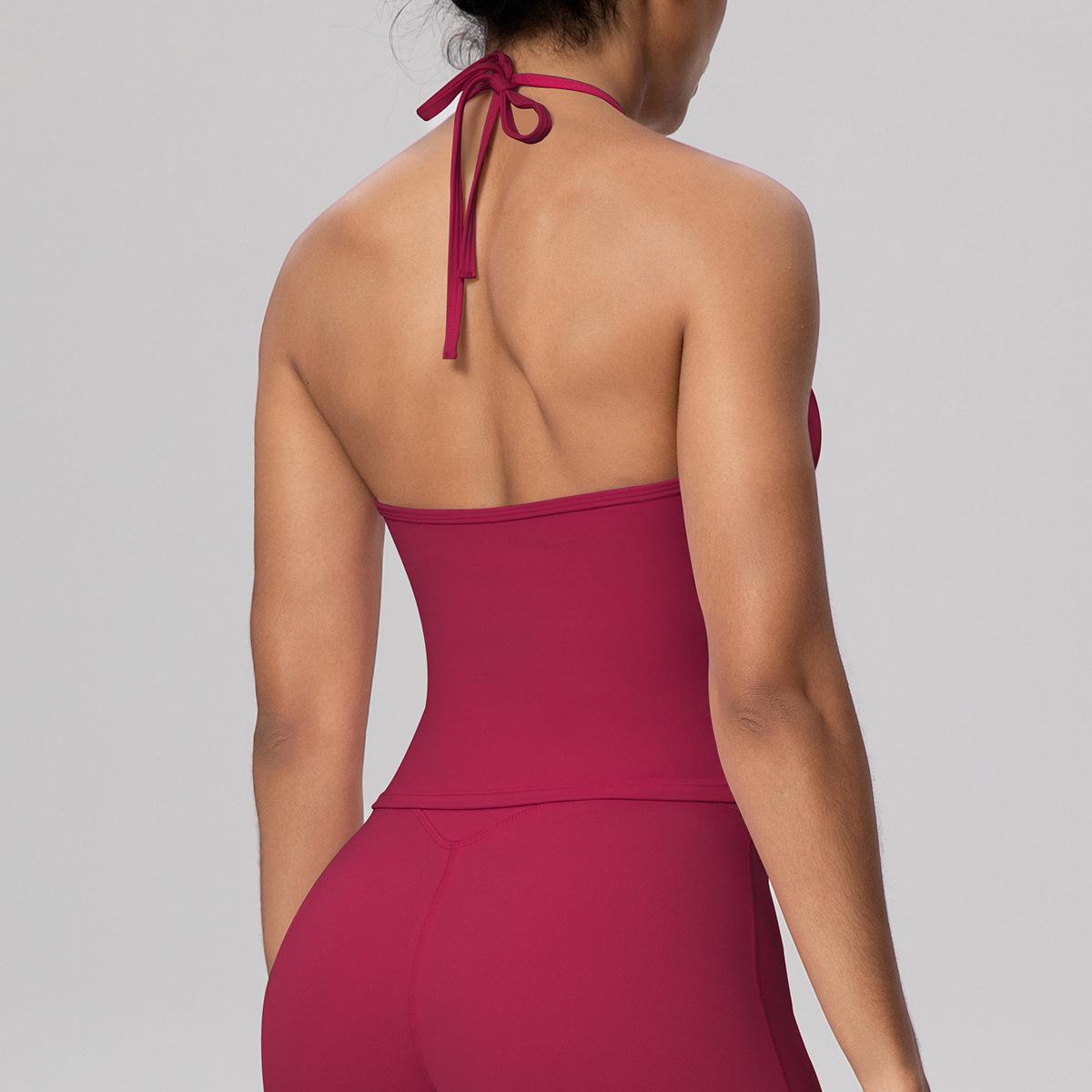 Solid Color Strappy Halter Backless Yoga Tank Top with Chest Pads - Quick Dry Casual Sportswear for Women Large
Solid Color Strappy Halter Backless Yoga Tank Top with Chest Pads - Quick Dry Casual Sportswear for Women Large