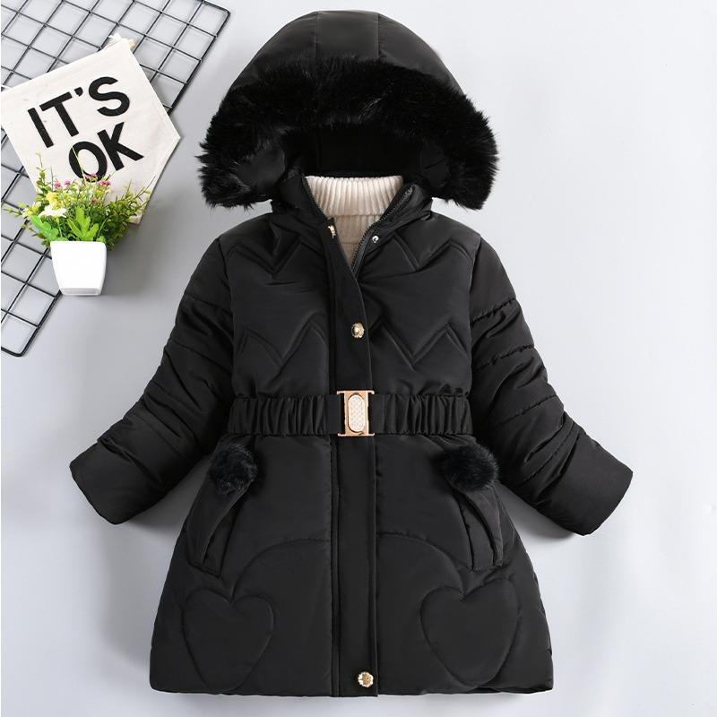 Girls Winter Thickened Coats Medium and Long New Cotton Coats with Large Fur Collar Girls Winter Outerwear Warm Coats for Children 110 чорний
Girls Winter Thickened Coats Medium and Long New Cotton Coats with Large Fur Collar Girls Winter Outerwear Warm Coats for Children 110 чорний
