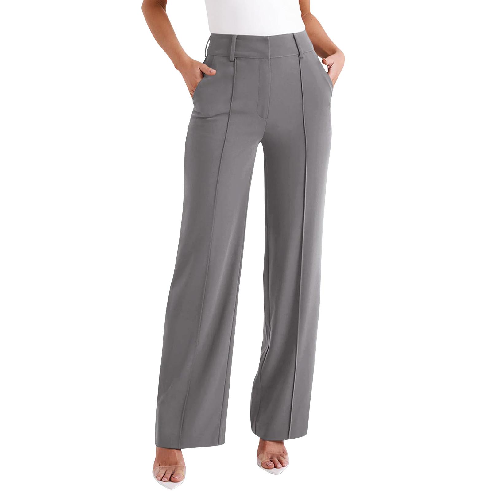 Женские льняные брюки с широкими штанинами, эластичные брюки-палаццо с высокой талией, повседневная свободная одежда для пляжного отдыха с карманами M