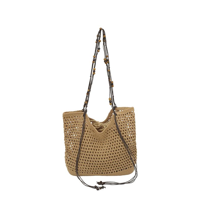 Vintage Beaded Drawstring Woven Youth Tote Bags Large Capacity Hollow Knitted Shoulder Bag Casual Beach Travel Handbag хакі
Vintage Beaded Drawstring Woven Youth Tote Bags Large Capacity Hollow Knitted Shoulder Bag Casual Beach Travel Handbag хакі