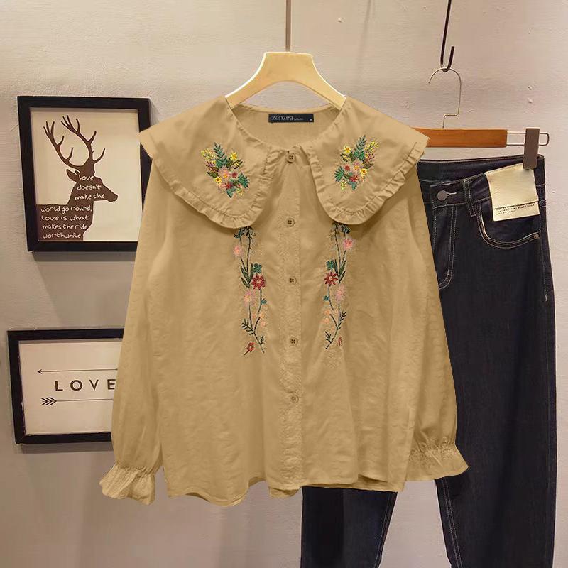 ZANZEA Женская повседневная блузка с кукольным воротником, длинным рукавом, свободного кроя, с вышивкой L хаки
ZANZEA Женская повседневная блузка с кукольным воротником, длинным рукавом, свободного кроя, с вышивкой L хаки