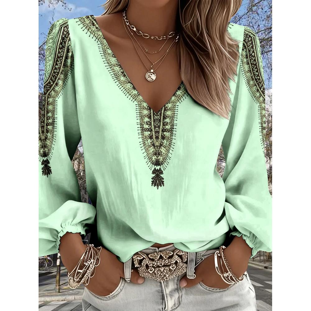 Lady s vintage western-style printed blouse, V-neck long sleeves, suitable for summer vacations and outdoor gatherings XXL зелений
Lady s vintage western-style printed blouse, V-neck long sleeves, suitable for summer vacations and outdoor gatherings XXL зелений