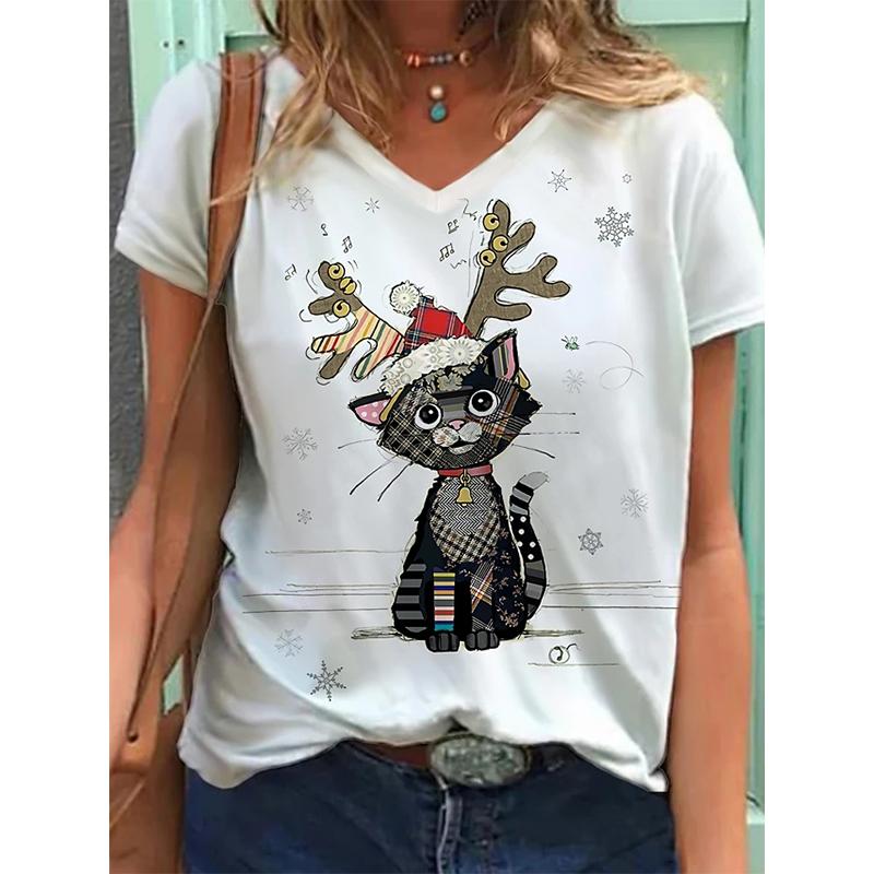 Fashion Spring Kitten Print Blouses Short Sleeved V-Neck T Shirts Casual XS жёлтый
Fashion Spring Kitten Print Blouses Short Sleeved V-Neck T Shirts Casual XS жёлтый