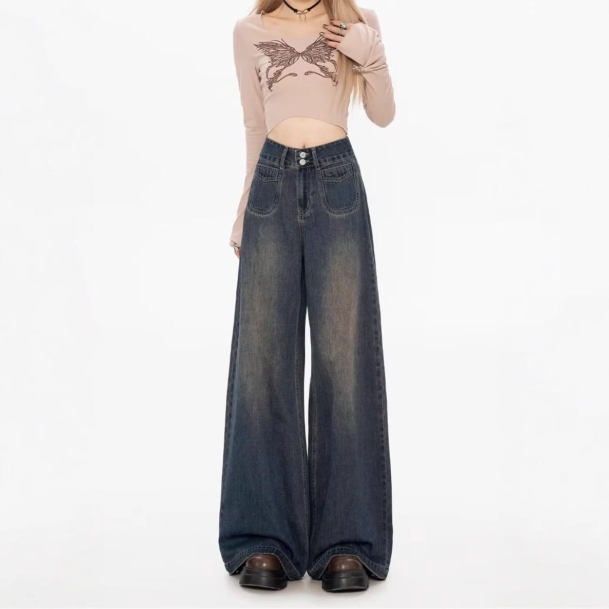 Women s 2025 Spring/Autumn High-Waisted Retro Wide-Leg Jeans, Slimming Straight-Leg, Floor-Length. 2XL: 133-145 jin
Women s 2025 Spring/Autumn High-Waisted Retro Wide-Leg Jeans, Slimming Straight-Leg, Floor-Length. 2XL: 133-145 jin
