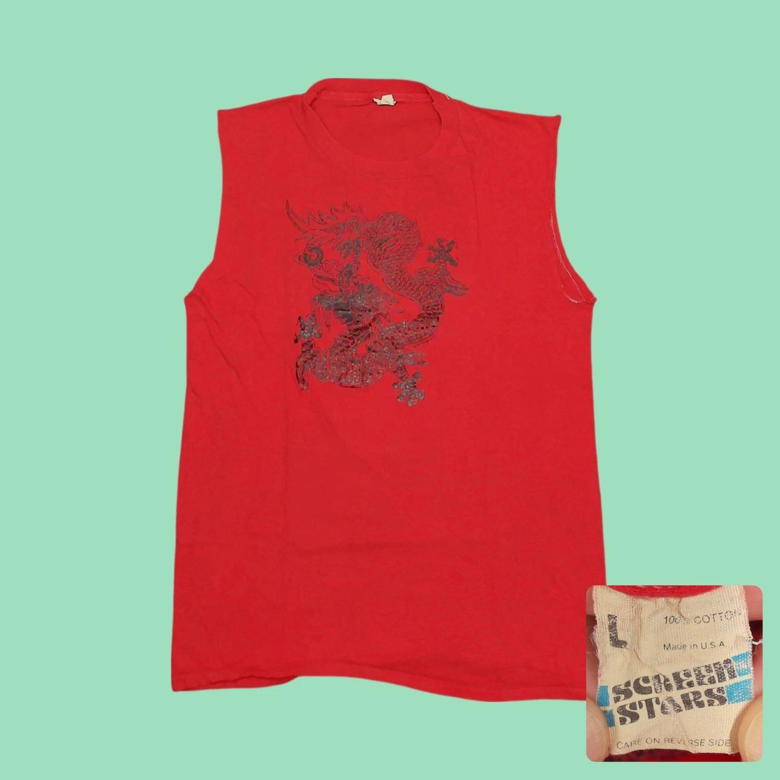 1979 Ed Hayes Dragon Screen Stars Cutoff Muscle T-Shirt Red Mens S M
1979 Ed Hayes Dragon Screen Stars Cutoff Muscle T-Shirt Red Mens S M
