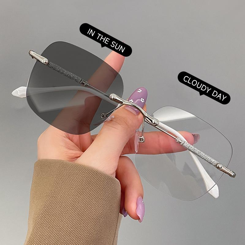 Large Frame Square Frameless Photochromic Sunglasses Trendy Transition Lenses For Women Men Unisex Shades Fashion Accessories
Large Frame Square Frameless Photochromic Sunglasses Trendy Transition Lenses For Women Men Unisex Shades Fashion Accessories
