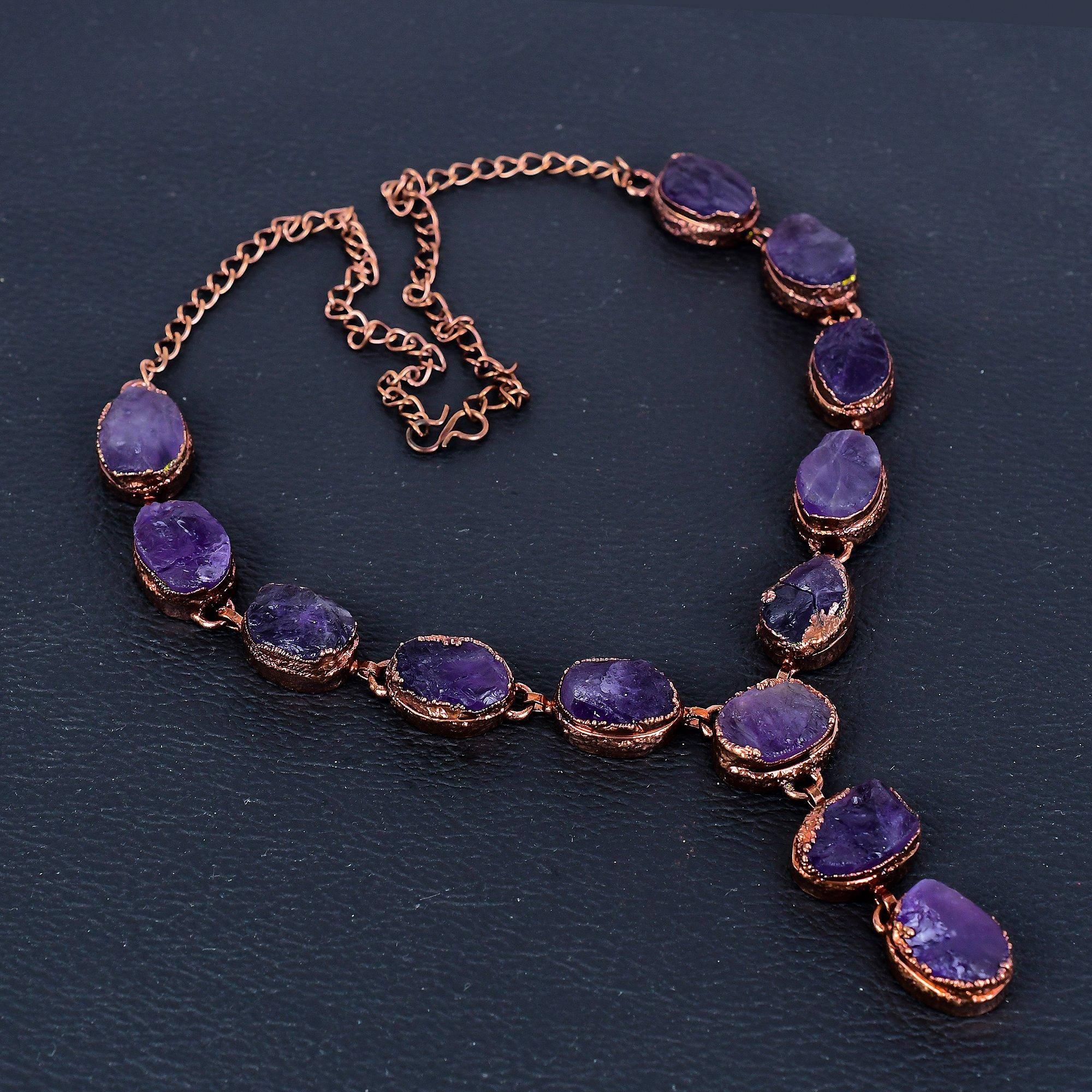 Аметистовое ожерелье, Ювелирное ожерелье из гальванизированной медью с драгоценным камнем, Ювелирные изделия ручной работы, Для подарка на годовщину
Аметистовое ожерелье, Ювелирное ожерелье из гальванизированной медью с драгоценным камнем, Ювелирные изделия ручной работы, Для подарка на годовщину