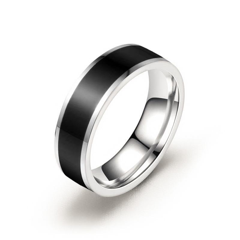 Минималистичное черно-белое эпоксидное кольцо для пары из титановой стали - Не выцветающая нержавеющая сталь с дизайном капли масла Size 10