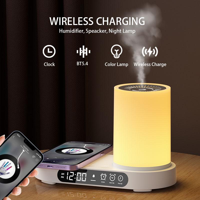 T32 Aroma Air Humidifier Night Light Bluetooth-compatible Speaker Digital Clock Phone Wireless Charger White
T32 Aroma Air Humidifier Night Light Bluetooth-compatible Speaker Digital Clock Phone Wireless Charger White