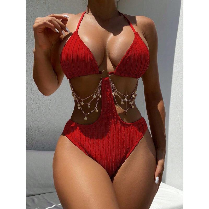 New European and American Lace-up Sexy Hollow Bikini One-piece Swimsuit Women s Pure Desire Wind Beach Hot Spring Swimsuit XL червоний
New European and American Lace-up Sexy Hollow Bikini One-piece Swimsuit Women s Pure Desire Wind Beach Hot Spring Swimsuit XL червоний