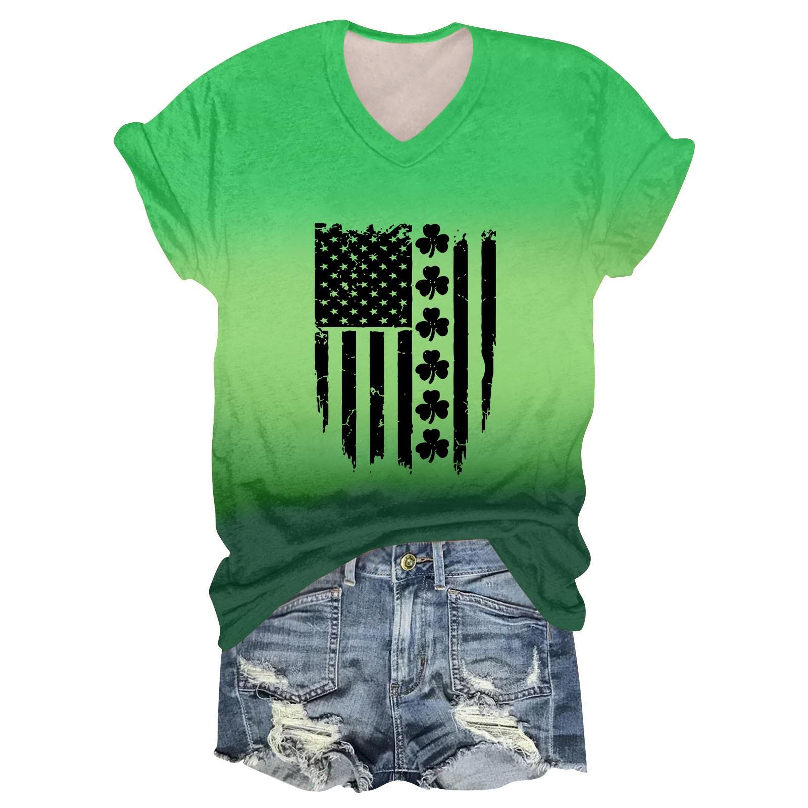Женская мода студенческая футболка с короткими рукавами и V-образным вырезом ко Дню Патрика L чёрный
Женская мода студенческая футболка с короткими рукавами и V-образным вырезом ко Дню Патрика L чёрный