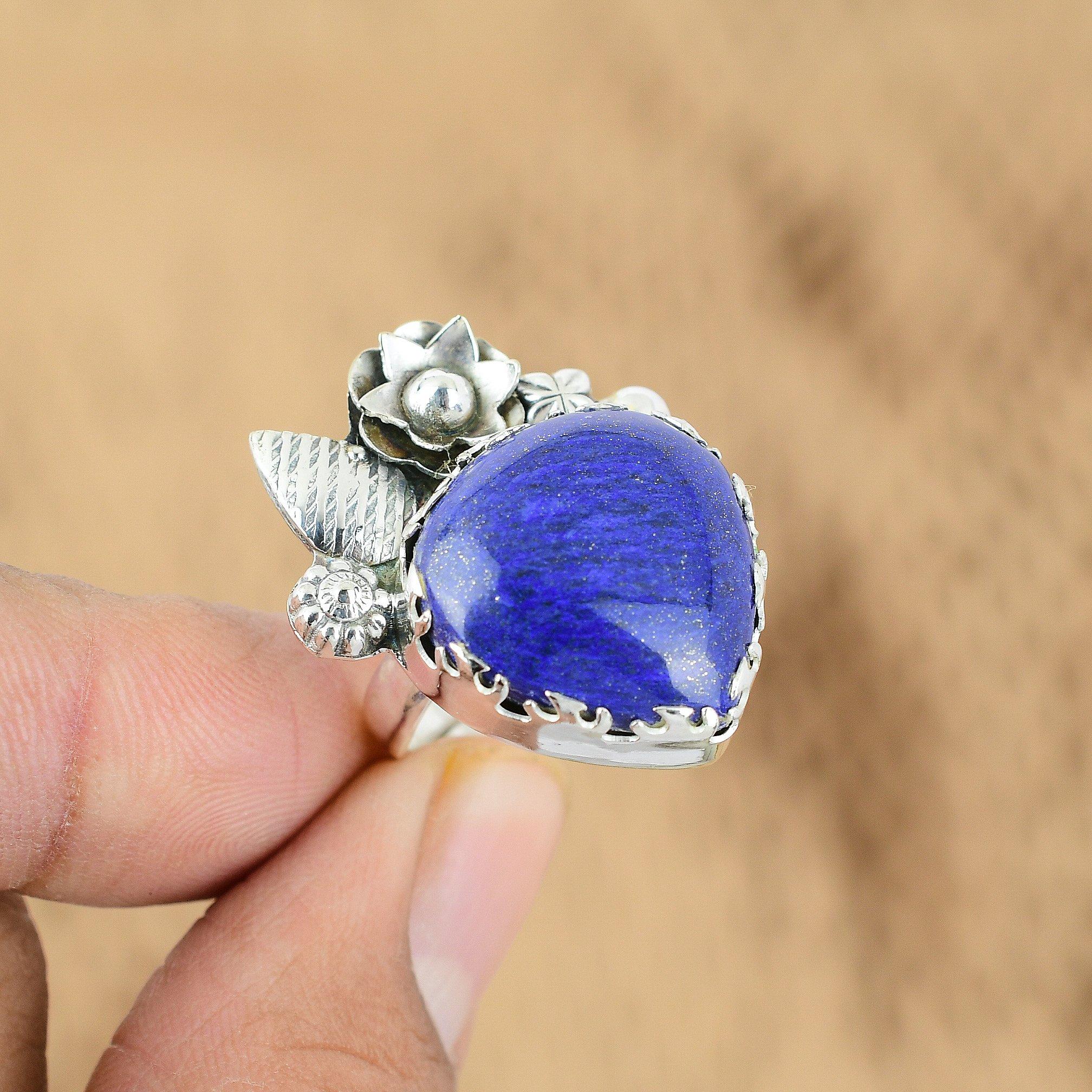 925 Sterling Silver Lapis Lazuli Stone Daughter Boho Promise Flower Ring Jewelry Yes
925 Sterling Silver Lapis Lazuli Stone Daughter Boho Promise Flower Ring Jewelry Yes