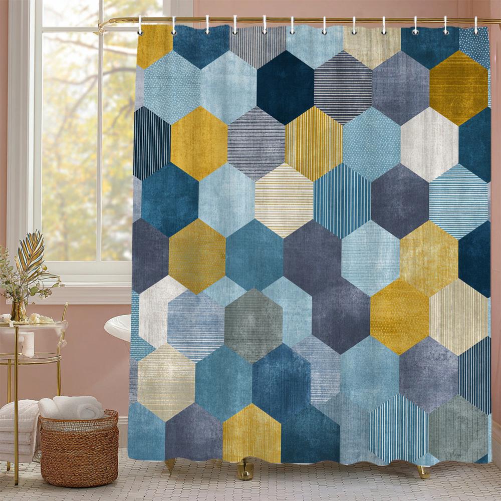 Blue Geometric Decorative Graphic Boho Shower Curtain, Bathroom Decorative Shower Curtain, Waterproof Shower Curtain With Hooks W60H190(CM)-1 Pcs
Blue Geometric Decorative Graphic Boho Shower Curtain, Bathroom Decorative Shower Curtain, Waterproof Shower Curtain With Hooks W60H190(CM)-1 Pcs