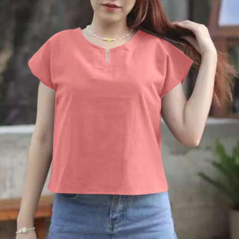 ZANZEA Женская повседневная блузка с V-образным вырезом, однотонная, с коротким рукавом, летняя XL розовый
ZANZEA Женская повседневная блузка с V-образным вырезом, однотонная, с коротким рукавом, летняя XL розовый