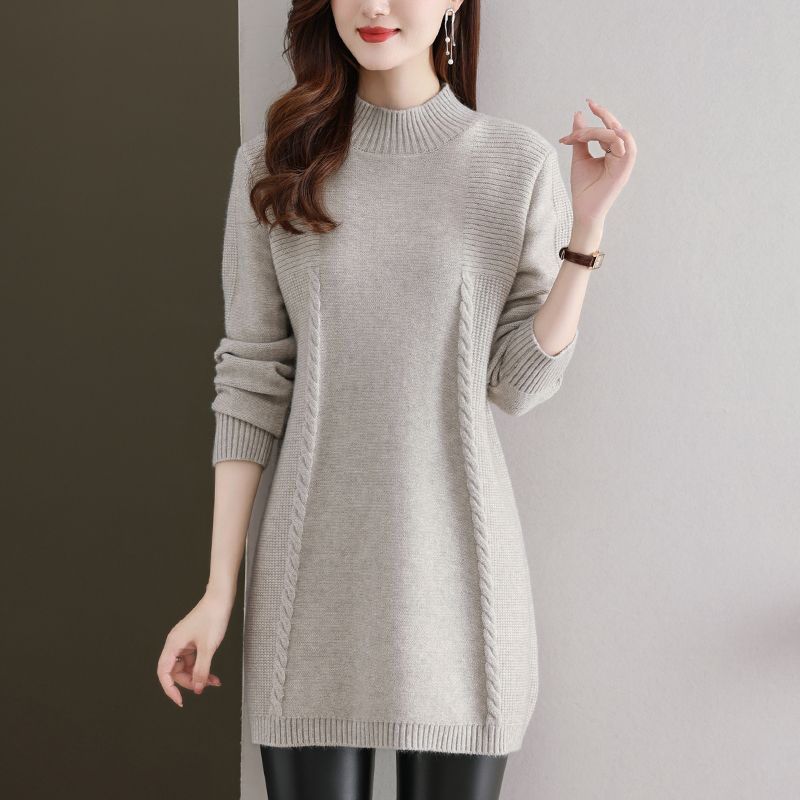 Half Turtleneck Knitted Sweater for Women Thick and Fashionable Solid Color Casual Sweater Loose Mid-length Sweater for Autumn and Winter M бежевий
Half Turtleneck Knitted Sweater for Women Thick and Fashionable Solid Color Casual Sweater Loose Mid-length Sweater for Autumn and Winter M бежевий