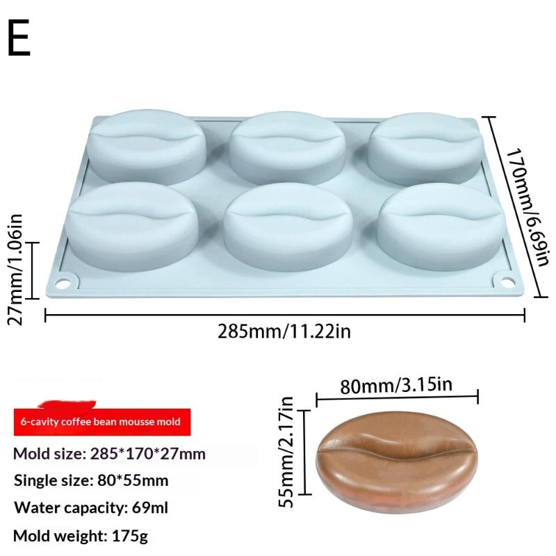 6 Cavity Almond/Pistachio/Pecan/Coffee Bean Pudding Mousse Silicone Mold Diy Chocolate Ice Cream Mould Cake Decorating Tools
6 Cavity Almond/Pistachio/Pecan/Coffee Bean Pudding Mousse Silicone Mold Diy Chocolate Ice Cream Mould Cake Decorating Tools
