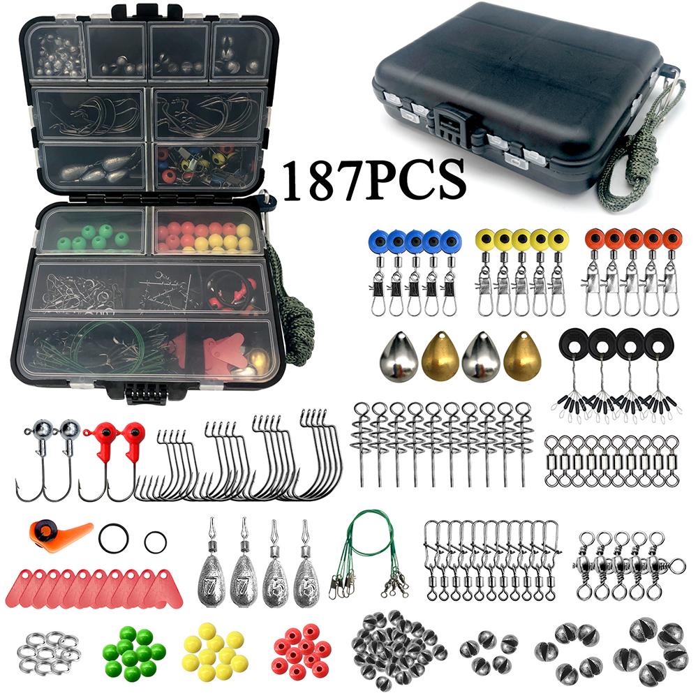 187/263 pcs Fishing Tools Accessories Kit Jig Hooks Fishing Sinker Weights Swivels Snaps Connectors with Fishing Tackle Lure Box
187/263 pcs Fishing Tools Accessories Kit Jig Hooks Fishing Sinker Weights Swivels Snaps Connectors with Fishing Tackle Lure Box