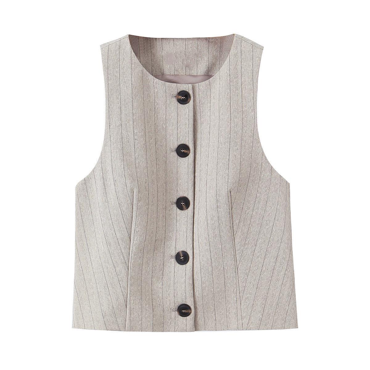 Весенний женский полосатый костюм-сет: жилет и брюки широкого кроя L хаки
Весенний женский полосатый костюм-сет: жилет и брюки широкого кроя L хаки