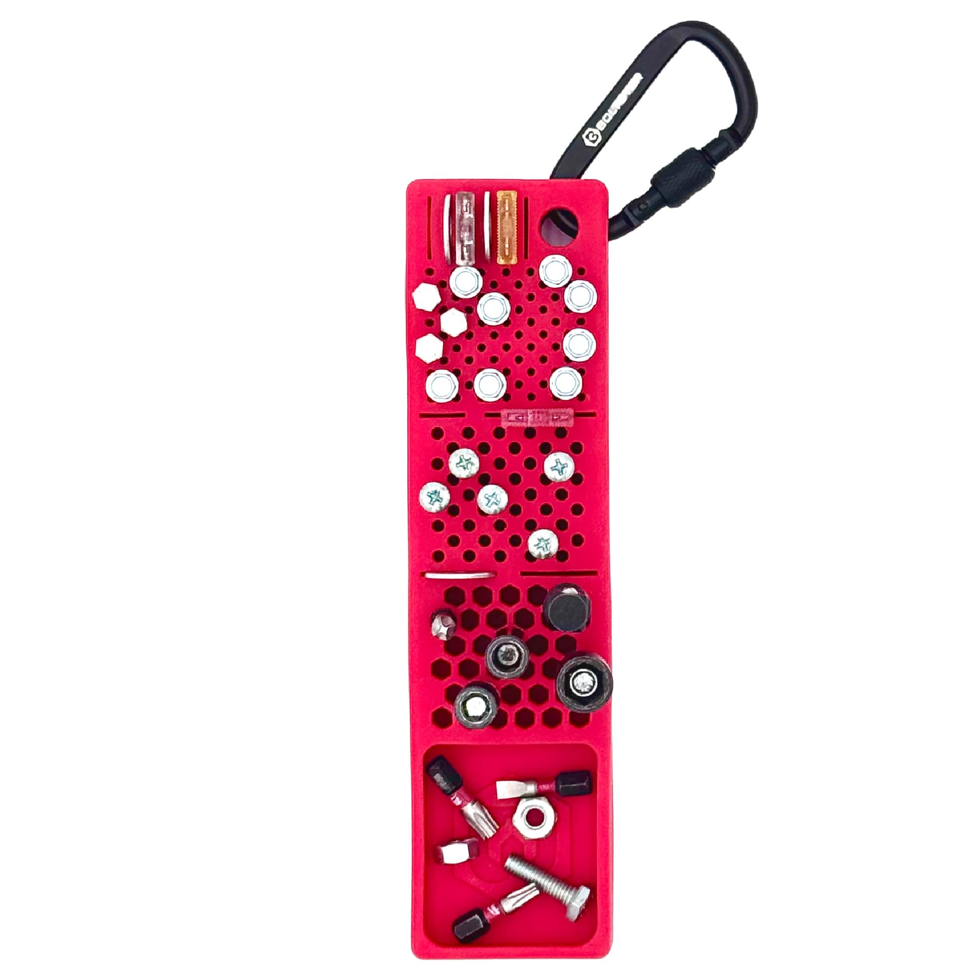 Boltster Magnetic Parts Keeper, Silicone Bit and Bolt Holder, for Maintenance and Repair Work, with Carabiner, Red, BTS-100004R
Boltster Magnetic Parts Keeper, Silicone Bit and Bolt Holder, for Maintenance and Repair Work, with Carabiner, Red, BTS-100004R