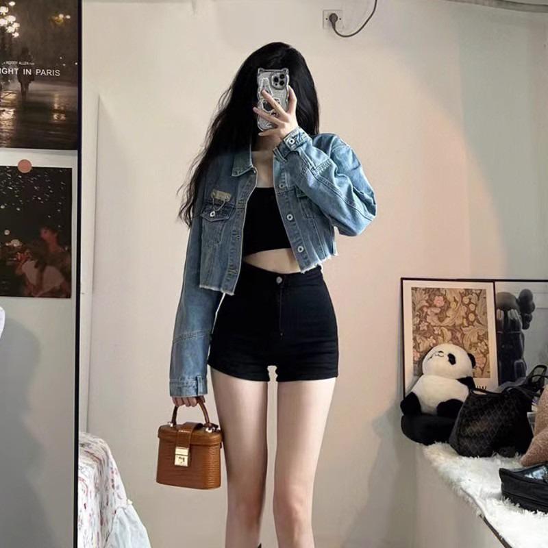 Women s Black High-Waist A-Line Denim Shorts - Slimming Summer Hot Pants L: Height 155-165CM (54.5kg-60kg)
Women s Black High-Waist A-Line Denim Shorts - Slimming Summer Hot Pants L: Height 155-165CM (54.5kg-60kg)