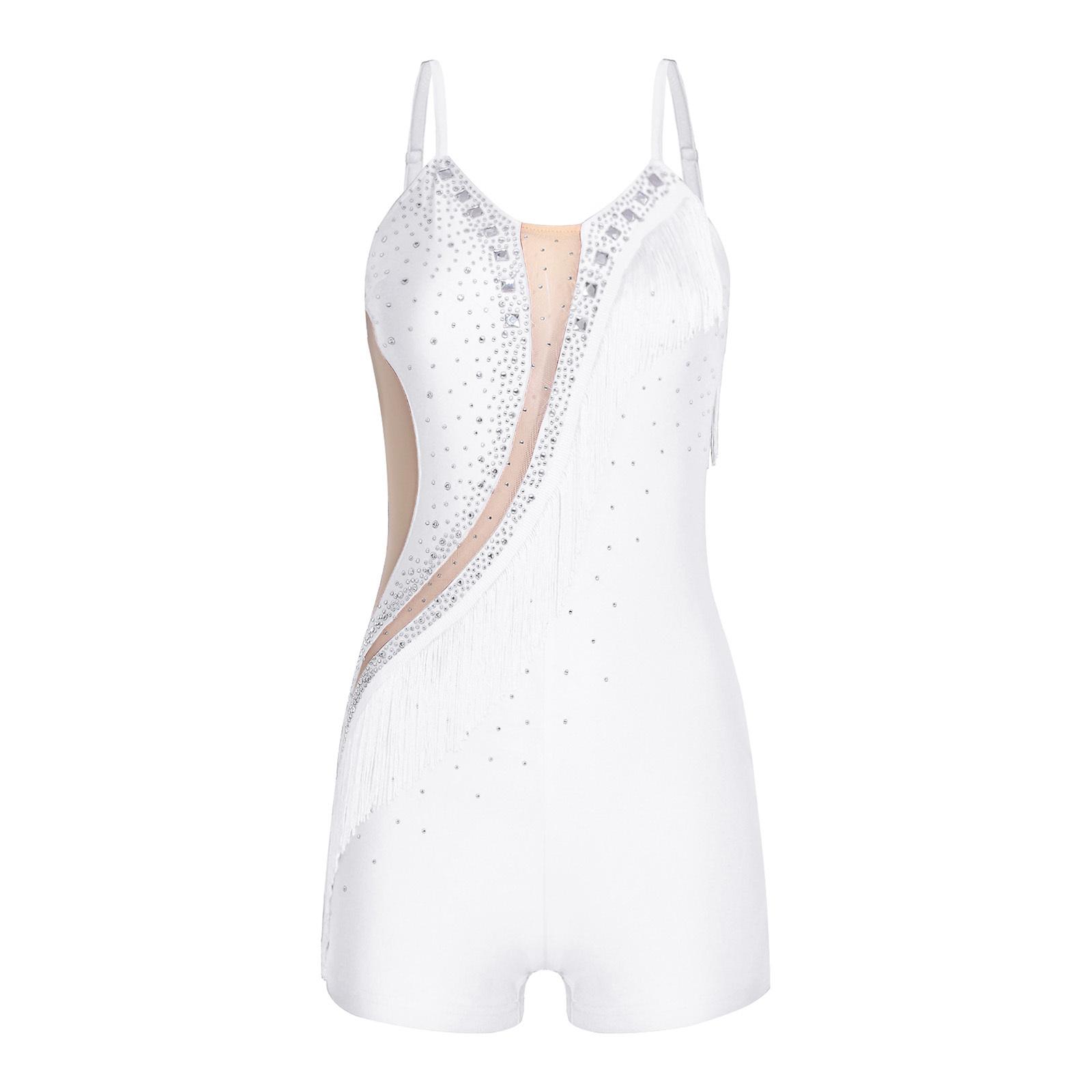 Womens Latin Dance Fringed Rompers Bodysuit Rhinestones Tassel Boy Shorts Sheer Patchwork Jumpsuit S білий
Womens Latin Dance Fringed Rompers Bodysuit Rhinestones Tassel Boy Shorts Sheer Patchwork Jumpsuit S білий