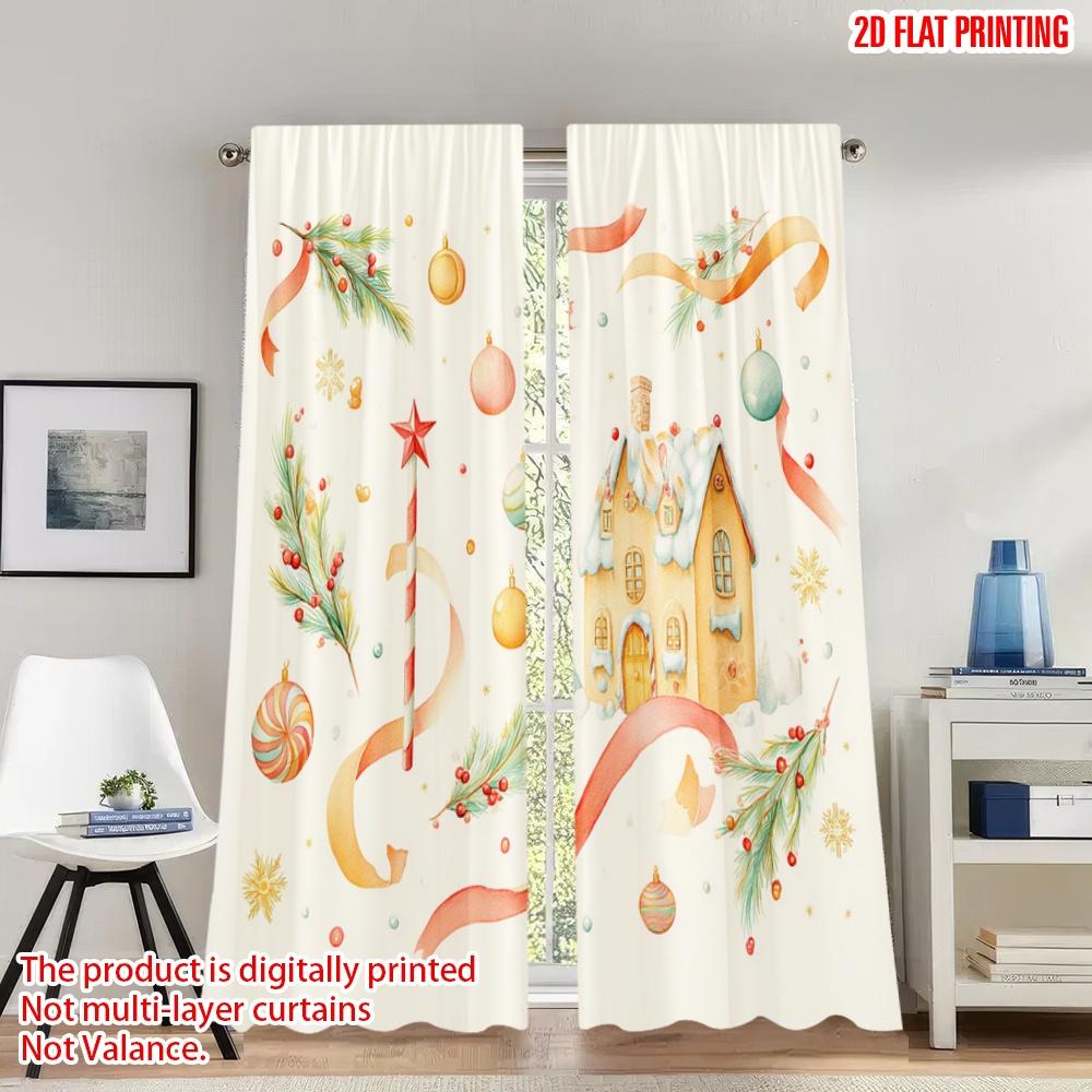 Set Of 2 Flat Printing Christmas Party Curtains Scene Baubles Ribbon Pine Digital Printed Polyester Drapes Holiday Curtain Made W100*H70(CM)-Hooks&2PCS
Set Of 2 Flat Printing Christmas Party Curtains Scene Baubles Ribbon Pine Digital Printed Polyester Drapes Holiday Curtain Made W100*H70(CM)-Hooks&2PCS