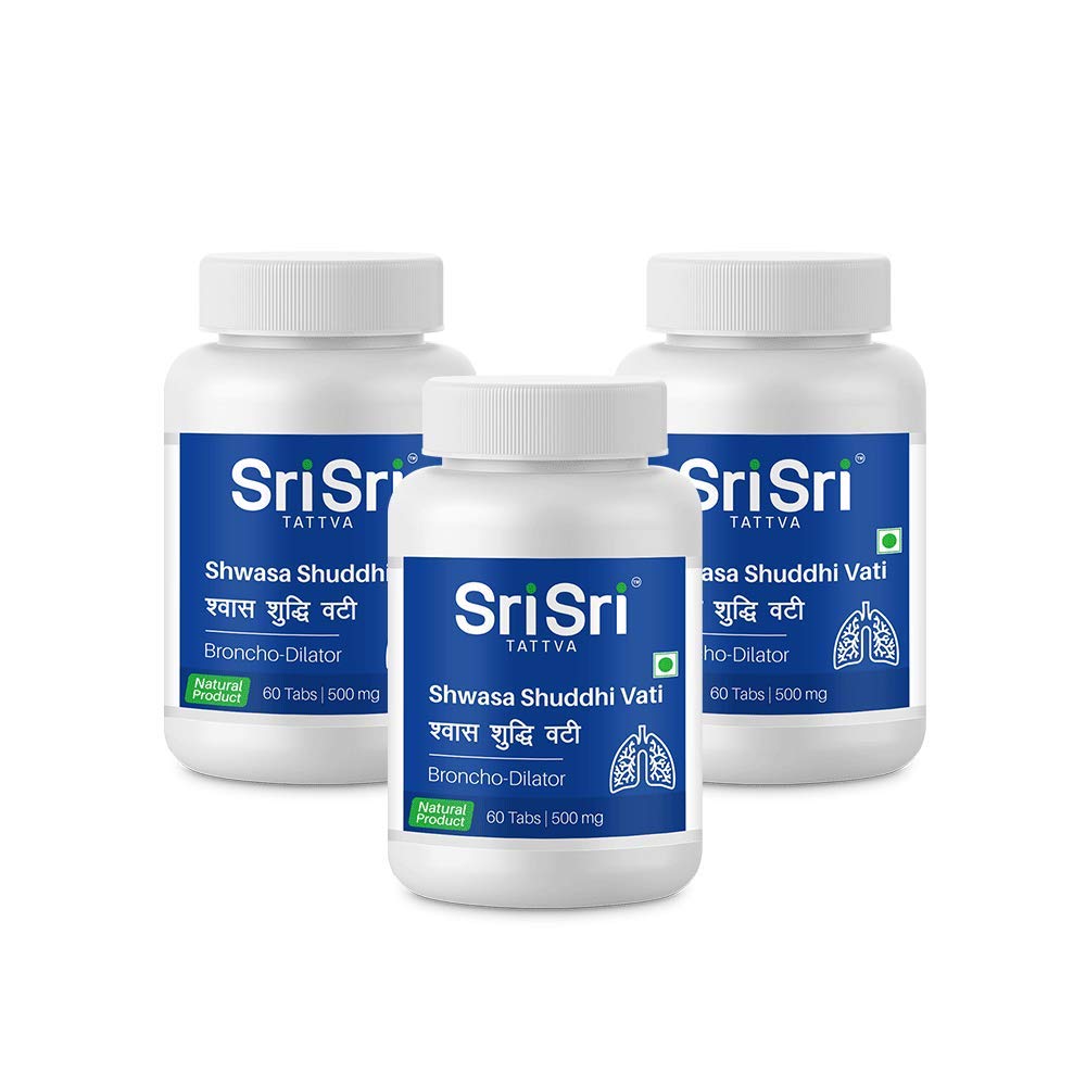 Sri Sri TATTVA Shwasa Shuddhi Vati 500mg 60 Tablets X Pack of 3 Herbal Wellness Supplement
Sri Sri TATTVA Shwasa Shuddhi Vati 500mg 60 Tablets X Pack of 3 Herbal Wellness Supplement