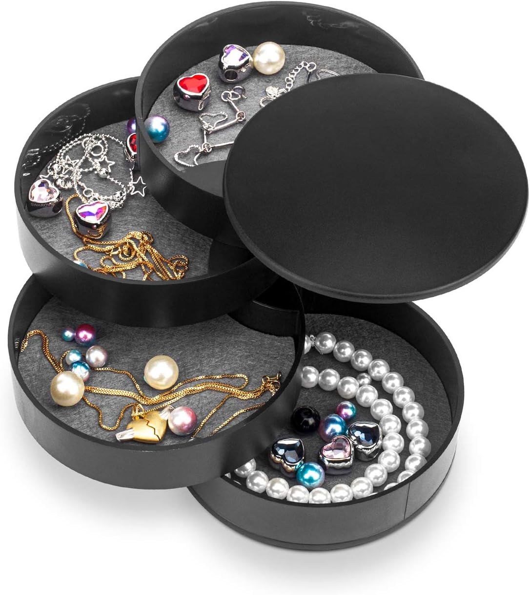 Jewelry Storage Box, Small Jewelry Box Earring Holder for Women, Jewelry Storage Box 4-Tier Rotatable Jewelry Accessories Storage Tray with Lid чёрный
Jewelry Storage Box, Small Jewelry Box Earring Holder for Women, Jewelry Storage Box 4-Tier Rotatable Jewelry Accessories Storage Tray with Lid чёрный