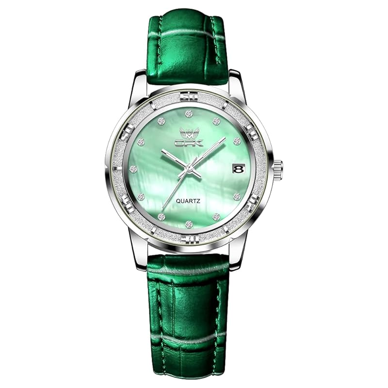 watch ladies for women analog clock shell face with calendar Fashionable embossed leather belt quartz clock classic Commuting (green)
watch ladies for women analog clock shell face with calendar Fashionable embossed leather belt quartz clock classic Commuting (green)