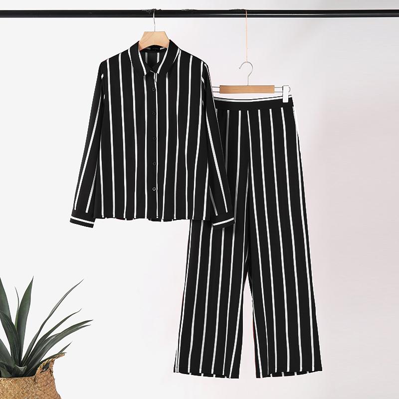 VONDA Жіночі осінні сорочки з довгим рукавом і штани в смужку S чорний
VONDA Жіночі осінні сорочки з довгим рукавом і штани в смужку S чорний