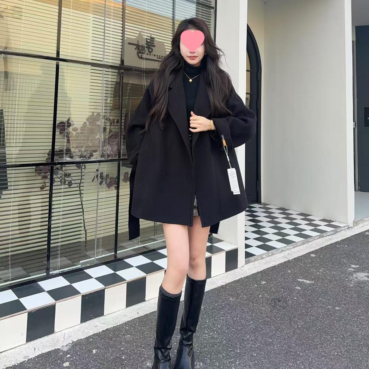 Autumn/Winter Korean Style Petite Tall Fleece Coat - Double-Sided, Versatile, and Fashionable Woolen for Women S (Weight: 100-120 jin, Length: 70 cm) Чистий/чорний
Autumn/Winter Korean Style Petite Tall Fleece Coat - Double-Sided, Versatile, and Fashionable Woolen for Women S (Weight: 100-120 jin, Length: 70 cm) Чистий/чорний