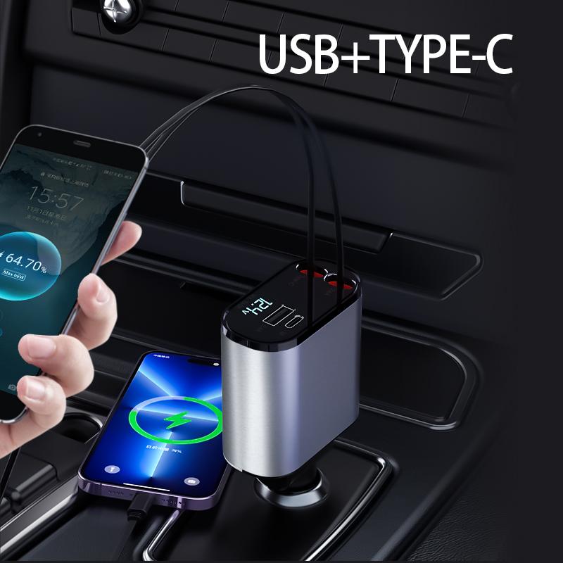 X16 100W Super Fast Charging Retractable Car Charger 180-Degree Rotating Type-C/iP Cable Car Charger
X16 100W Super Fast Charging Retractable Car Charger 180-Degree Rotating Type-C/iP Cable Car Charger