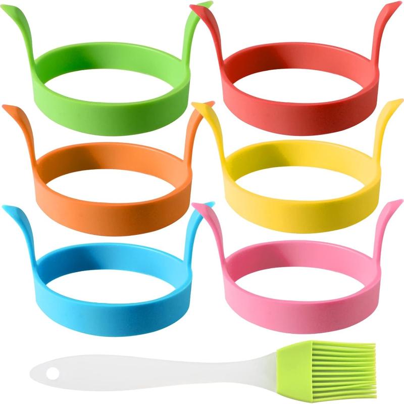 6 Pack Egg Rings, Non Stick Silicone Fried Egg Mold Round Egg Cooking Rings Eggs Circle Mold with Oil Brush for Mcmuffins, Breakfast Sandwiches, Pack of 6
6 Pack Egg Rings, Non Stick Silicone Fried Egg Mold Round Egg Cooking Rings Eggs Circle Mold with Oil Brush for Mcmuffins, Breakfast Sandwiches, Pack of 6