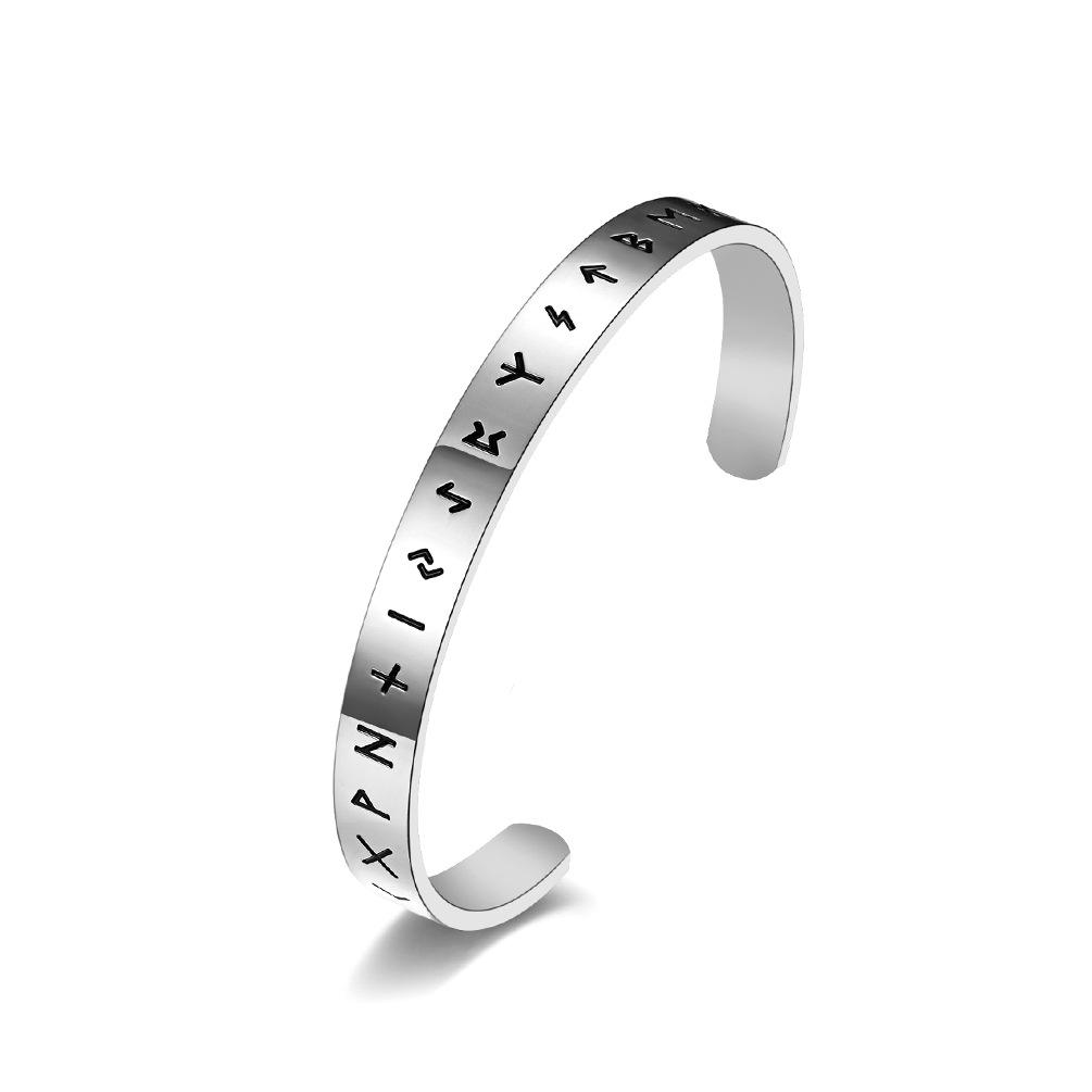 Titanium Steel Jewelry Nordic Viking Text Open Bracelet Viking Totem Mens and Womens Bracelet Handpiece
Titanium Steel Jewelry Nordic Viking Text Open Bracelet Viking Totem Mens and Womens Bracelet Handpiece