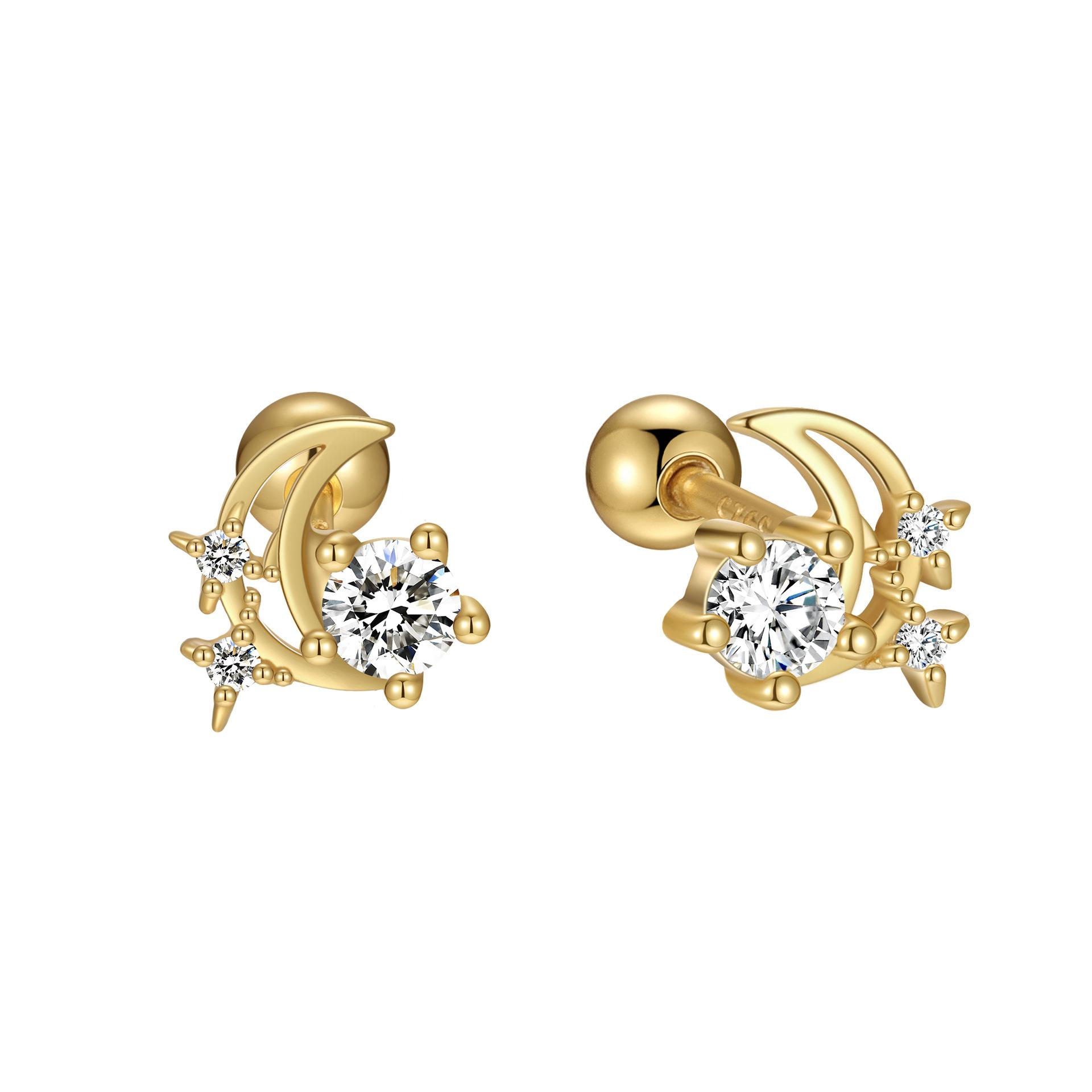 925 Sterling Silver Moon Star Stud Earrings for Women - Shiny Zircon Cute Celestial Ear Jewelry Fashion Daily Party Accessories золотой
925 Sterling Silver Moon Star Stud Earrings for Women - Shiny Zircon Cute Celestial Ear Jewelry Fashion Daily Party Accessories золотой