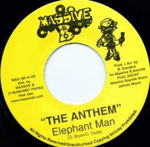 7inch Record ELEPHANT MAN - The Anthem MAS185 Massive B 2001 Jamaica Reggae, Ska & Dub Used
7inch Record ELEPHANT MAN - The Anthem MAS185 Massive B 2001 Jamaica Reggae, Ska & Dub Used