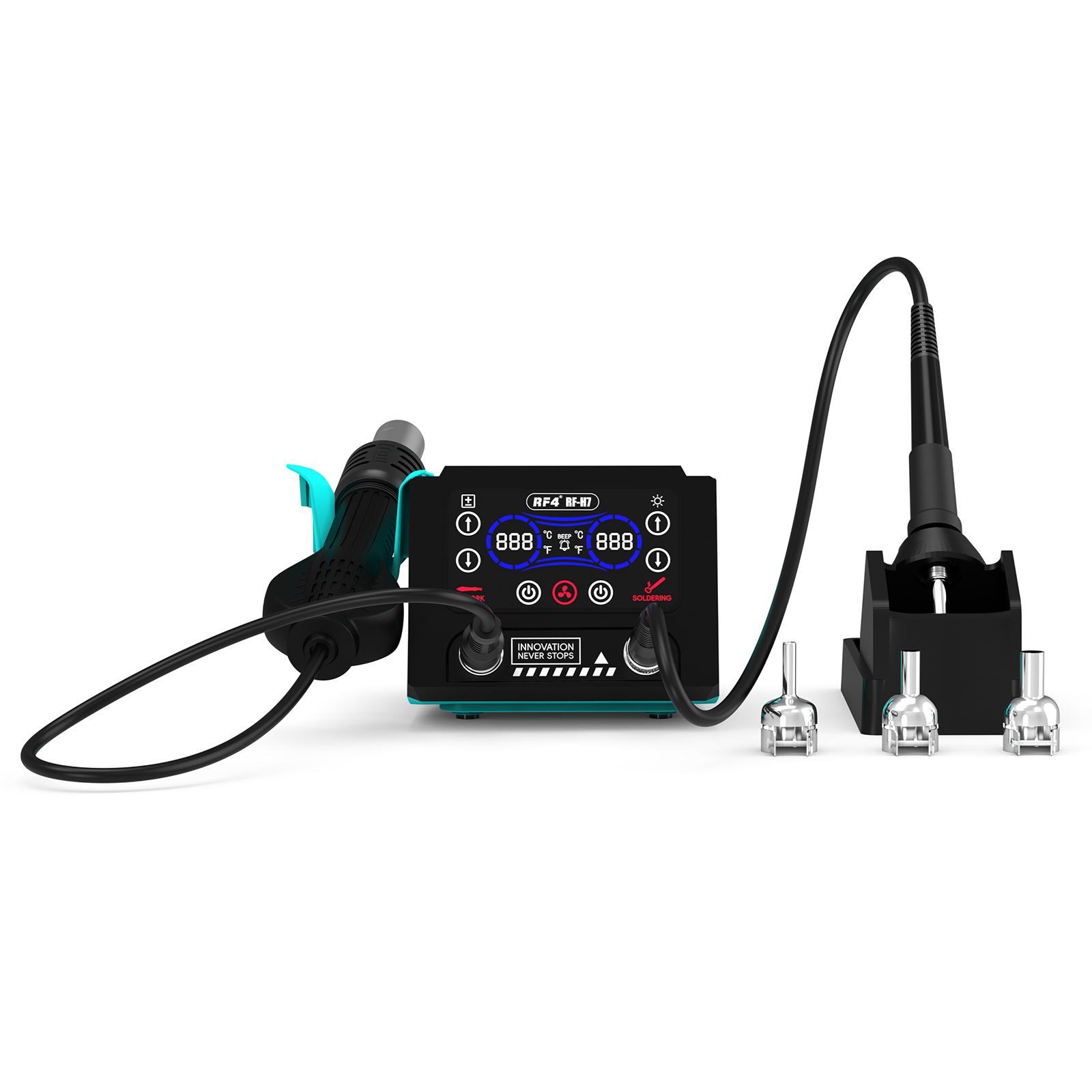 RF4 RF-H7 220V 2 in 1 Digital Display Hot Air Rework Station and Soldering Iron Station,EU Plug Type A
RF4 RF-H7 220V 2 in 1 Digital Display Hot Air Rework Station and Soldering Iron Station,EU Plug Type A